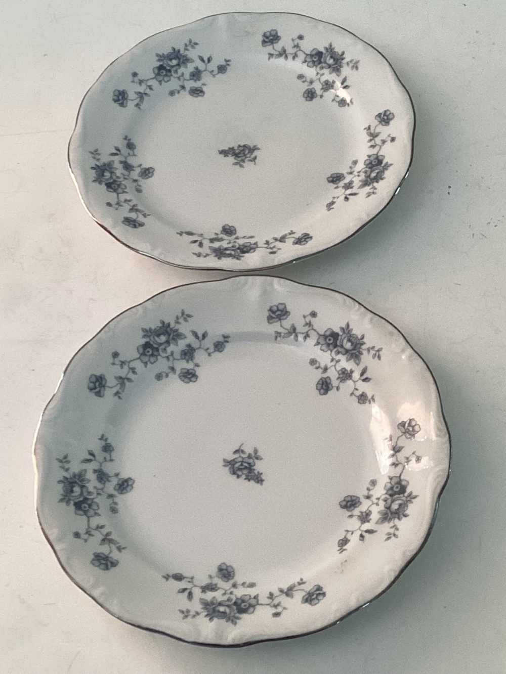 Set of 2 vintage Haviland Bavarian China dessert plates in Blue Garland pattern